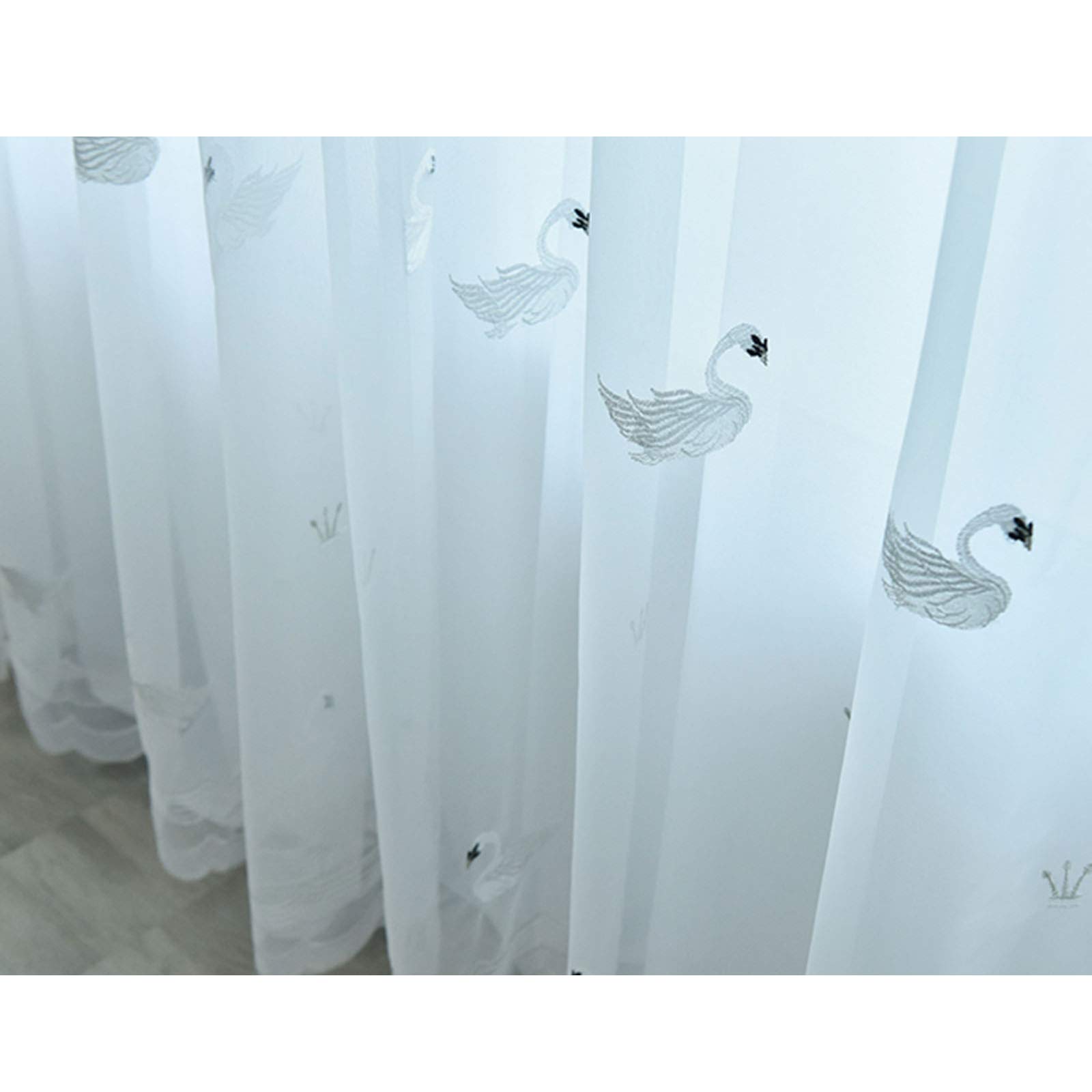 Princesse rideaux transparents thème Blanc Cygne pour grandes fenêtres