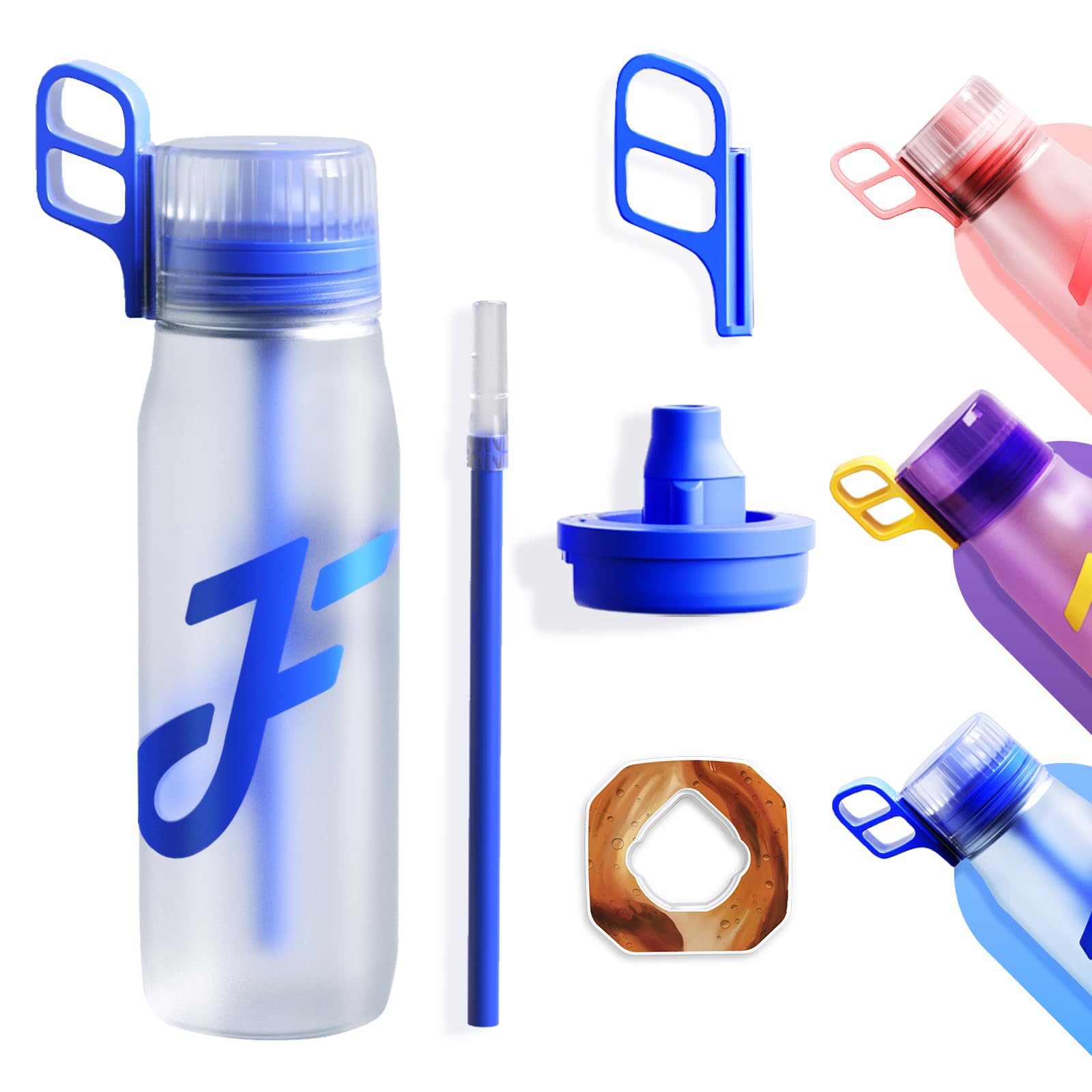 sippermentStraw Water Bottle, 650ml Air Bottle, Air Starter Set, 1 Flavored Pod Randomly, 0 Sugar, BPA-Free, Leak-Proof