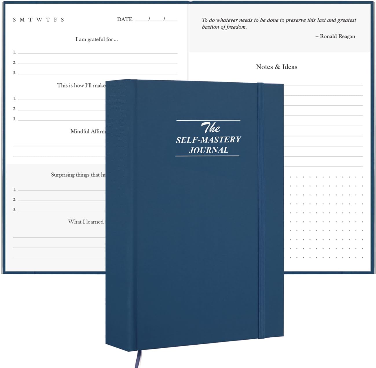 Self-Mastery Journal for Men - 182 Days Daily Reflection Notebook – Mental Health Journal, Anxiety & Guided Journal for Women & Men, Meditation & Mood Log, Blue