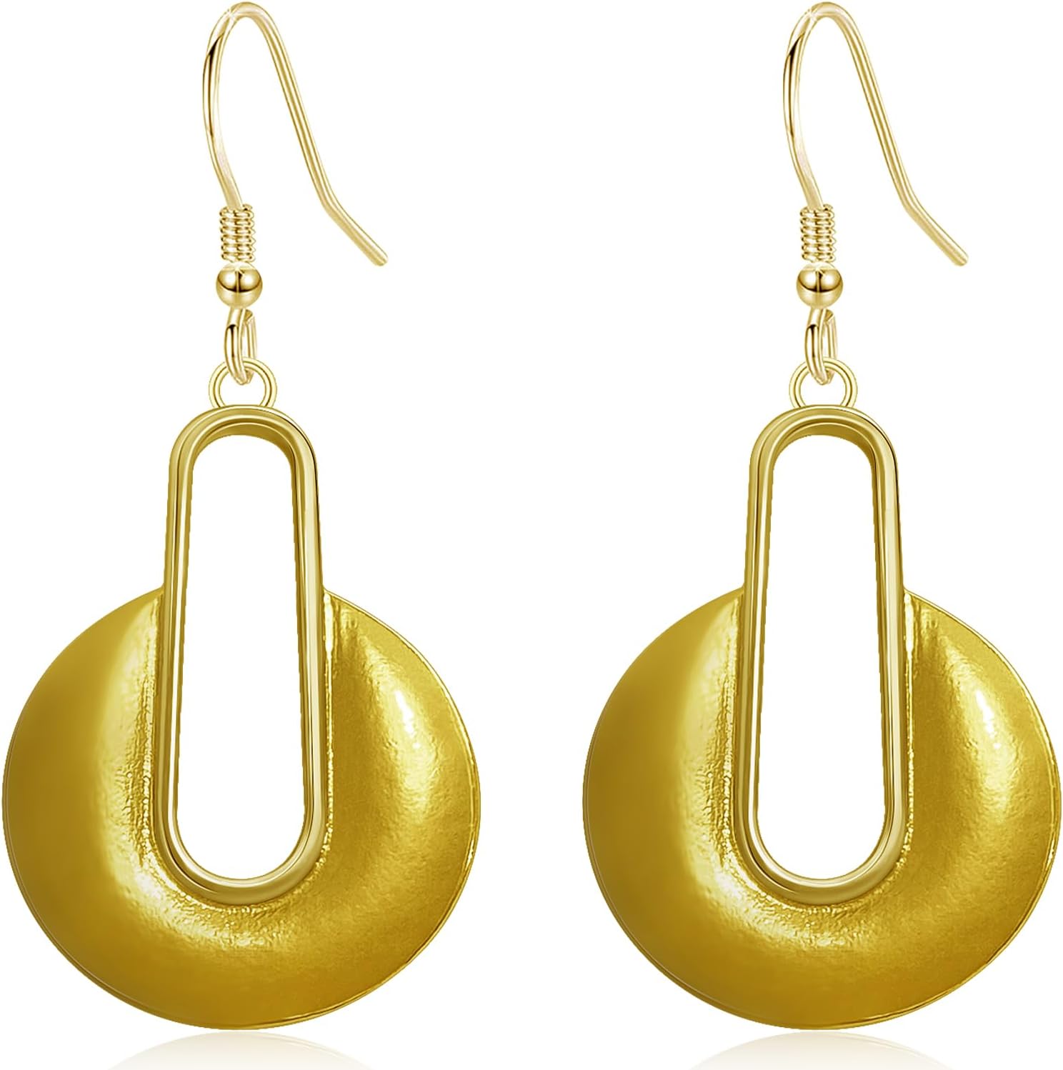 Vintage Tribal Geometry Gold Hollow Lightweight Hook Earrings Ethnic Lock Disc Simplicity Hyperbole Dangle Drop Earrings For Women Jewelry Gift