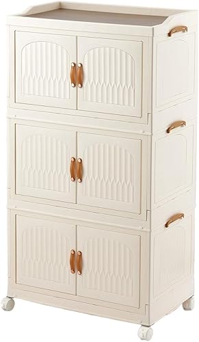 Miniatura 3 de CARVPUMS Caja de almacenamiento de cartón con tapas, apilable, organizador de armario, mesita de noche, contenedor de plástico plegable con puerta