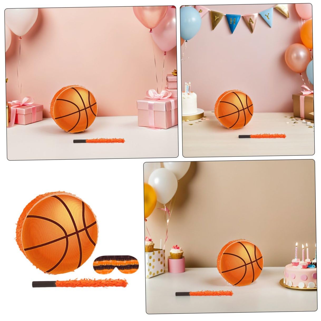 Toyvian Piñata De Baloncesto Para Fiestas De Cumpleaños Decoraciones Deportivas De Fiesta Con Bate y Confeti De Baloncesto