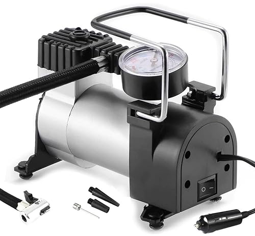 Retoo Luftkompressor 12V mit 3 Ventiladapter, Luft Kompressor für Fahrrad, Auto, Ball, Motorrad, Luftkissen und Luftmatratzen, Auto Luftpumpe, Mini-Alu-Kompressor, Reifenfüller, Reifenpumpe (120 PSI) Retoo Luftkompressor 12V mit 3 Ventiladapter, Luft Kompressor für Fahrrad, Auto, Ball, Motorrad, Luftkissen und Luftmatratzen, Auto Luftpumpe, Mini-Alu-Kompressor, Reifenfüller, Reifenpumpe (120 PSI)