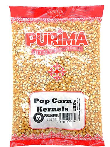 Popping Corn 1kg - Popcorn Kernels for Popcorn Machine Maker or Oil Pan Popped – Add Your Flavouring / Seasoning – Perfect Cinema Style Movie Night Homemade Pop Corn Seeds Kernel - PURIMA - 1 kg