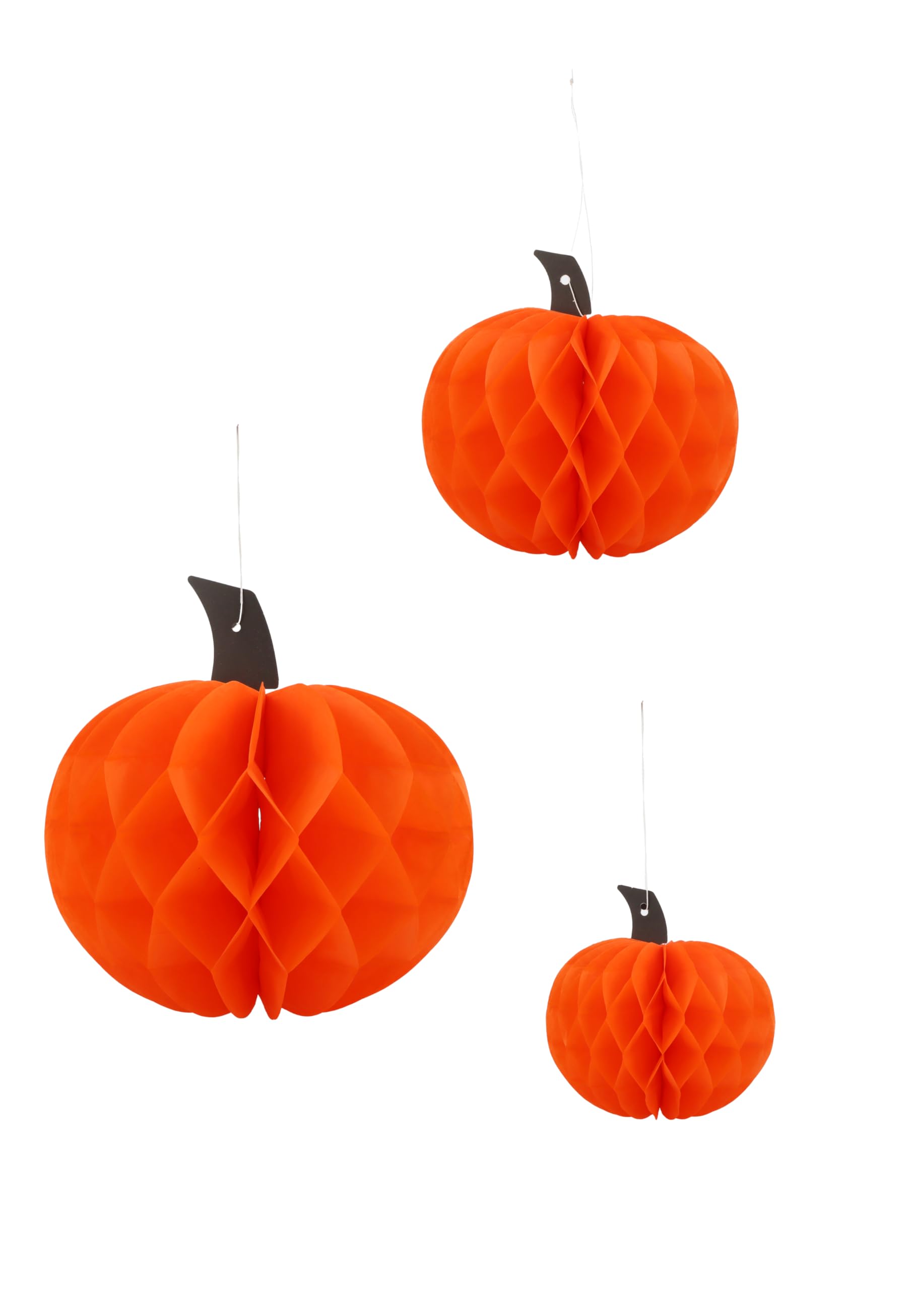 Henbrandt Orange 1 X Halloween Honeycomb Pumpkin Decorations - 3 Pack 3D Hanging Paper Lanterns For Spooky Party Decor, Haunted House & Autumn Celebrations