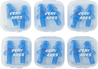 Silicone Swimming Earplugs, 6 Pairs, Comfortable, Waterproof, Ear Plugs Swimming Showering Case