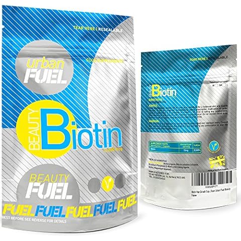 Urban Fuel Beauty Biotin 10,000mcg Hair, Skin & Nail Growth Supplement | 365 Tablets (Full Year Supply) | Suitable for Vegetarians Cover