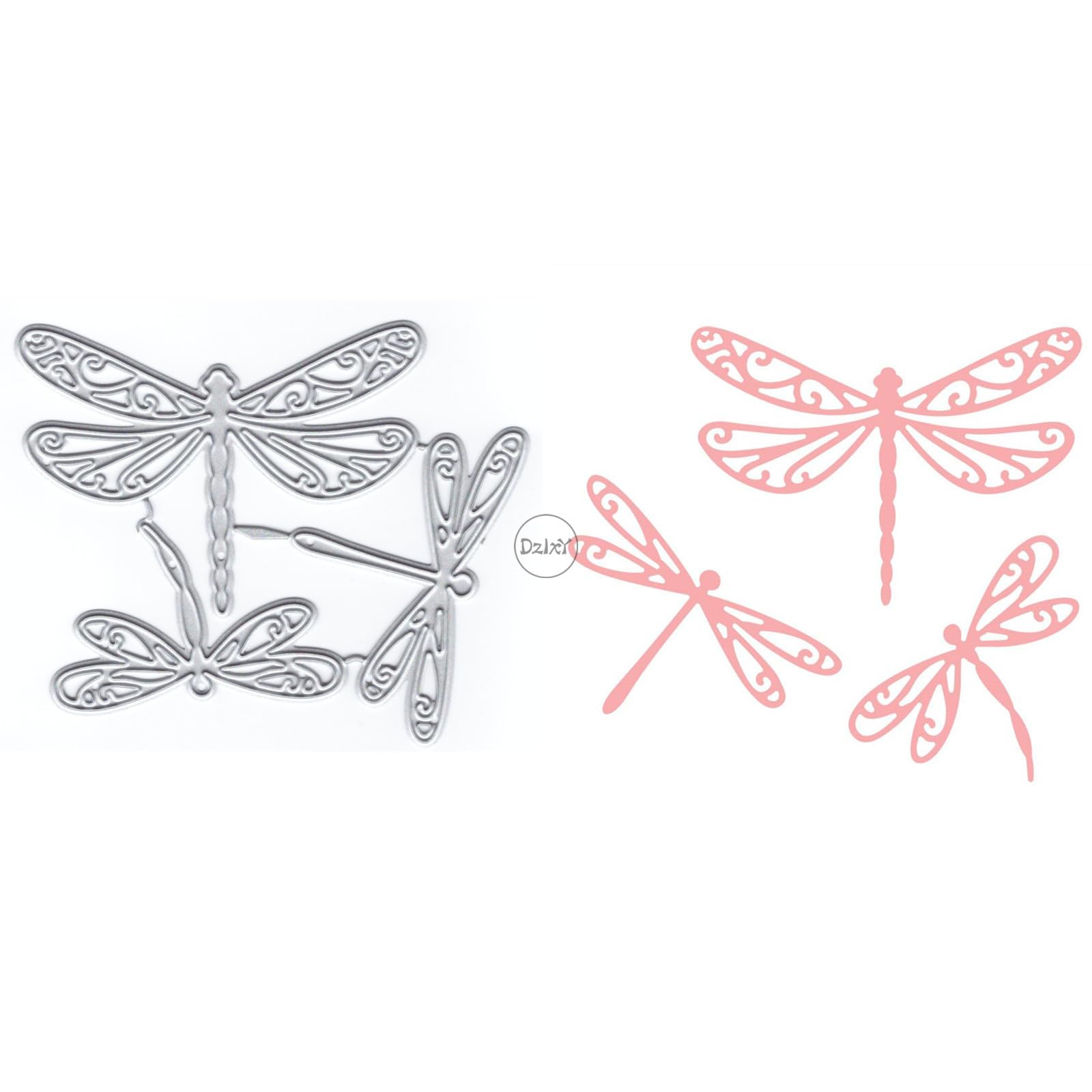 Fustella Metallica Per Biglietti | Motivo Libellula | 10x6,9 Cm | Per Scrapbooking E Goffratura
