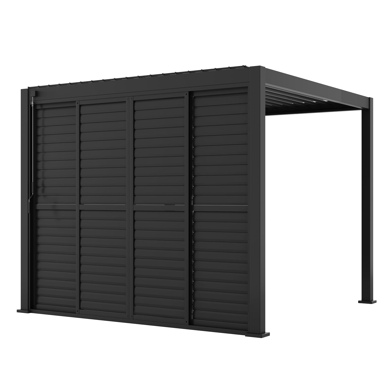 Mirador Accessory - 10' Sliding Louver Door for Mirador Pergola 111 Series, 4 Panels Detachable Moveable, Sun Shade Privacy Door, Charcoal, not