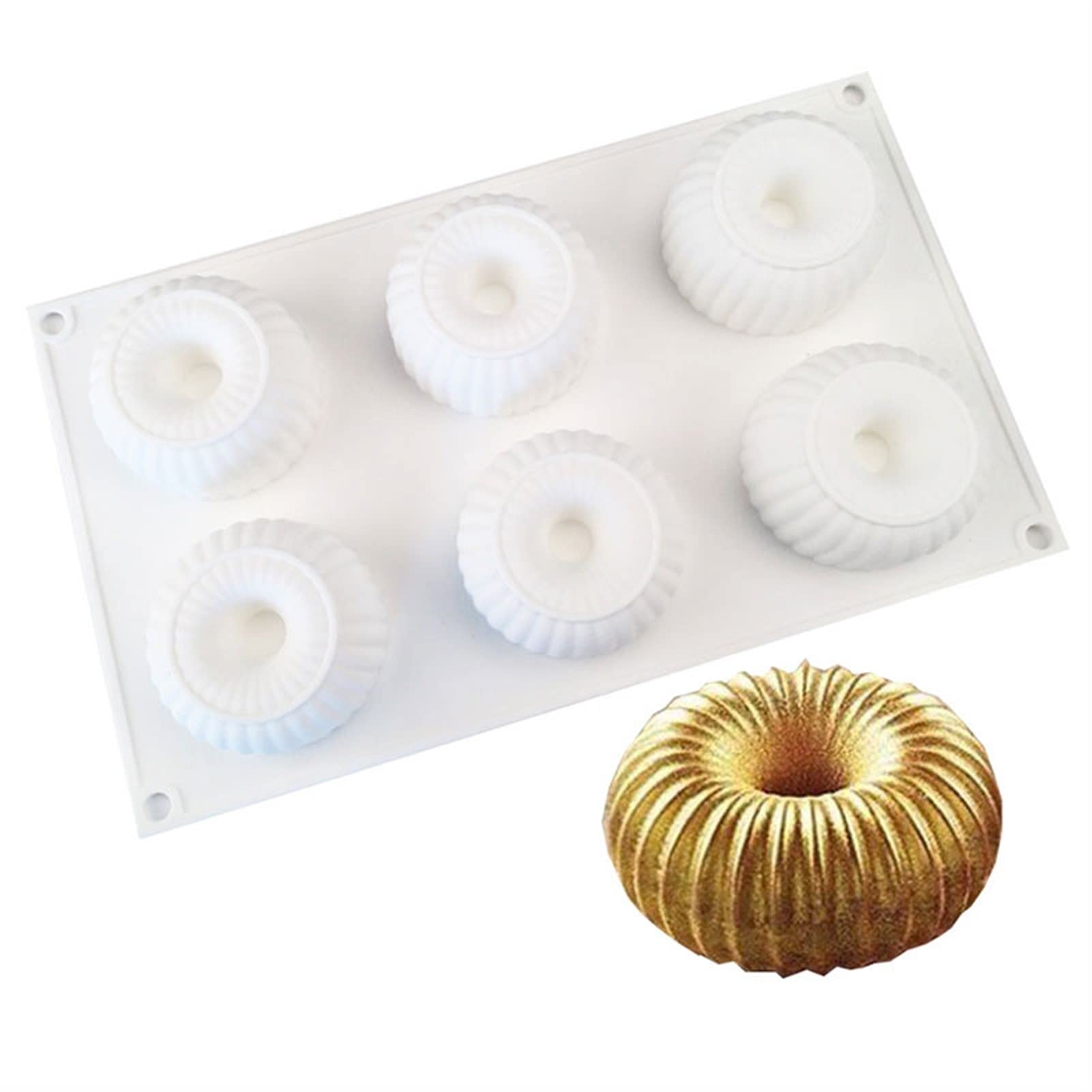 CAREG 6 cavità a spirale anello di sapone in silicone stampo for la torta di sapone compatibile con il gelato al cioccolato Jello budino dessert dessert decorativo decorativo strumento