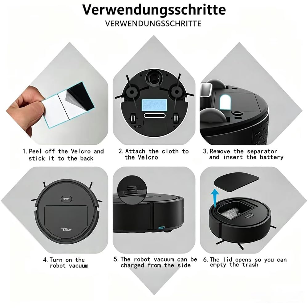 Mini Saugroboter für Auto,Auto Staubsauger Roboter,Ultradünn 6 cm Automatischer Robot Vacuum Cleaner,Wiederaufladbares Staubsaugroboter,Roboterstaubsauger für kleine Bereiche Reinigung von Tierhaaren