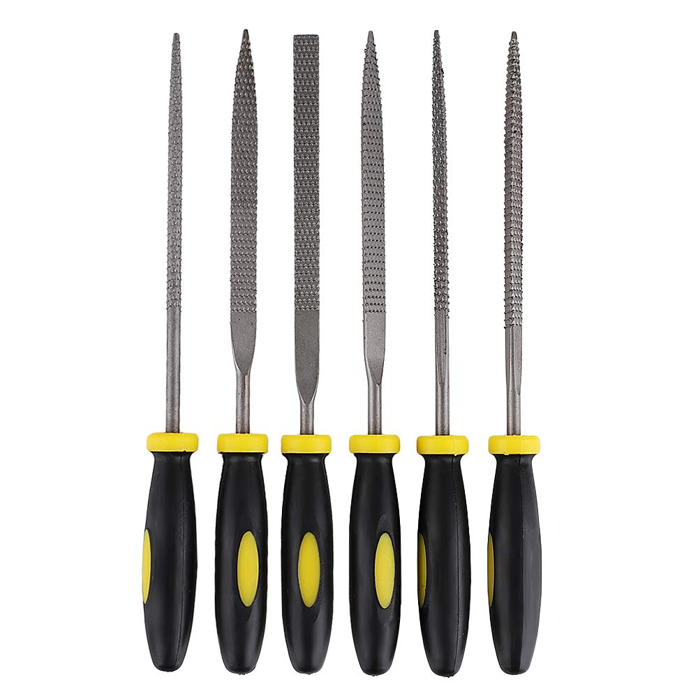 Szzijia Grey 3 * 140Mm Mini Assorted Hand File Wood Rasp Set Metal Filing Rasp Needle File Wood Tools With Rubber Handle 6Pcs