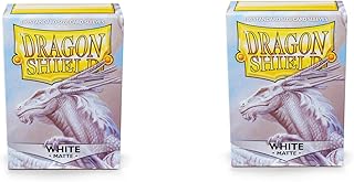 2 Packs Dragon Shield Matte White Standard Size 100 ct Card Sleeves Value Bundle! â€¦