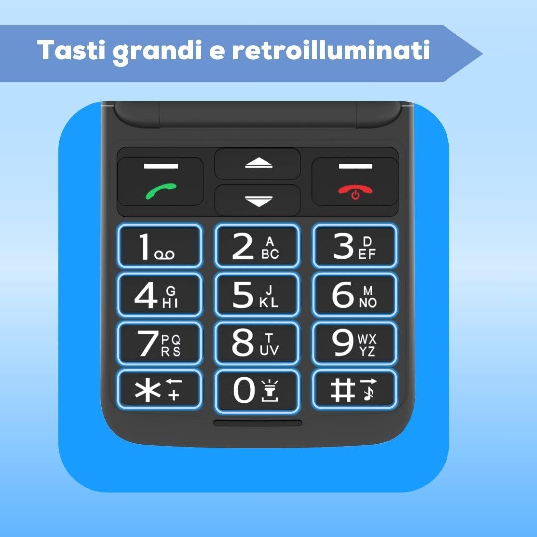 SAIET Cellulare per Anziani 4G Facile da Usare con SOS e Display a Colori
