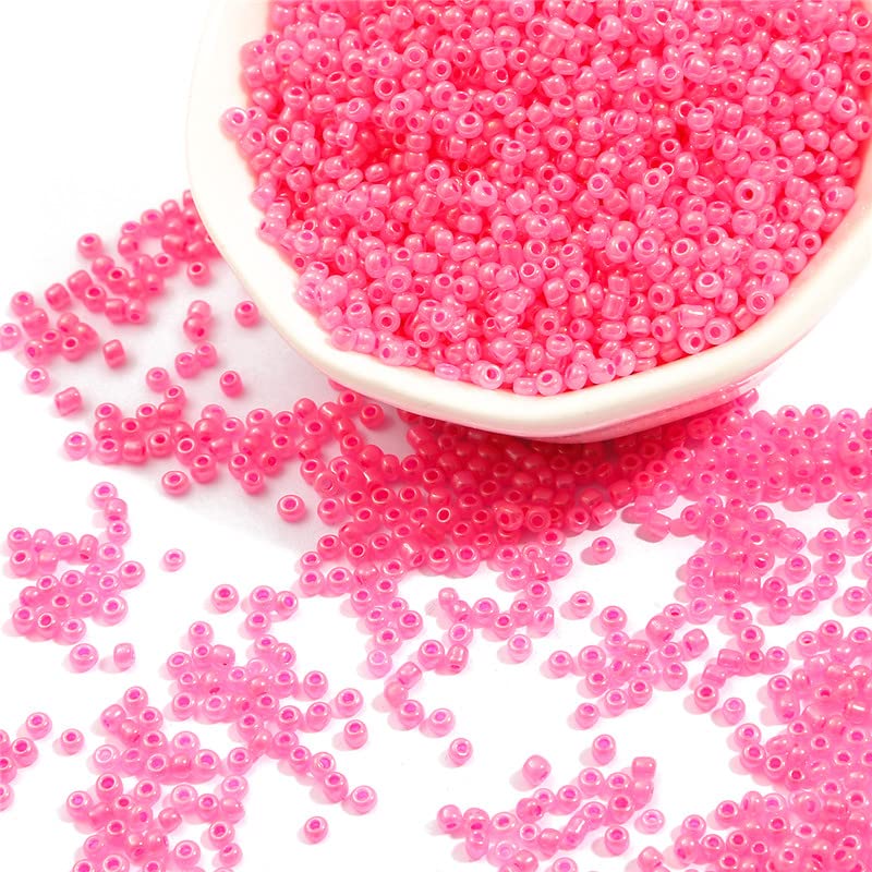 500-1000pcs 2/3mm Solid Color Crystal Beads Charm Glass Beads Seed Spacer Beads for Women DIY Earrings Clothing Sewing Decor - (Color: Dark Pink/Item Diameter: 2mm 1000pcs)