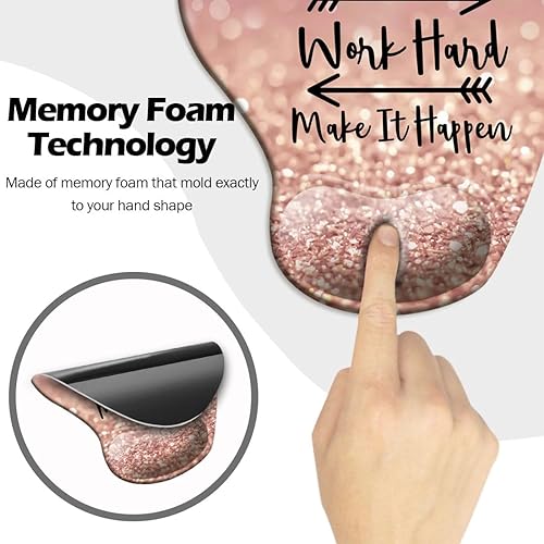 Miniatura 4 de DOOKE Alfombrilla ergonómica para mouse con soporte de muñeca y posavasos, almohadillas de mouse con base de poliuretano antideslizante para el