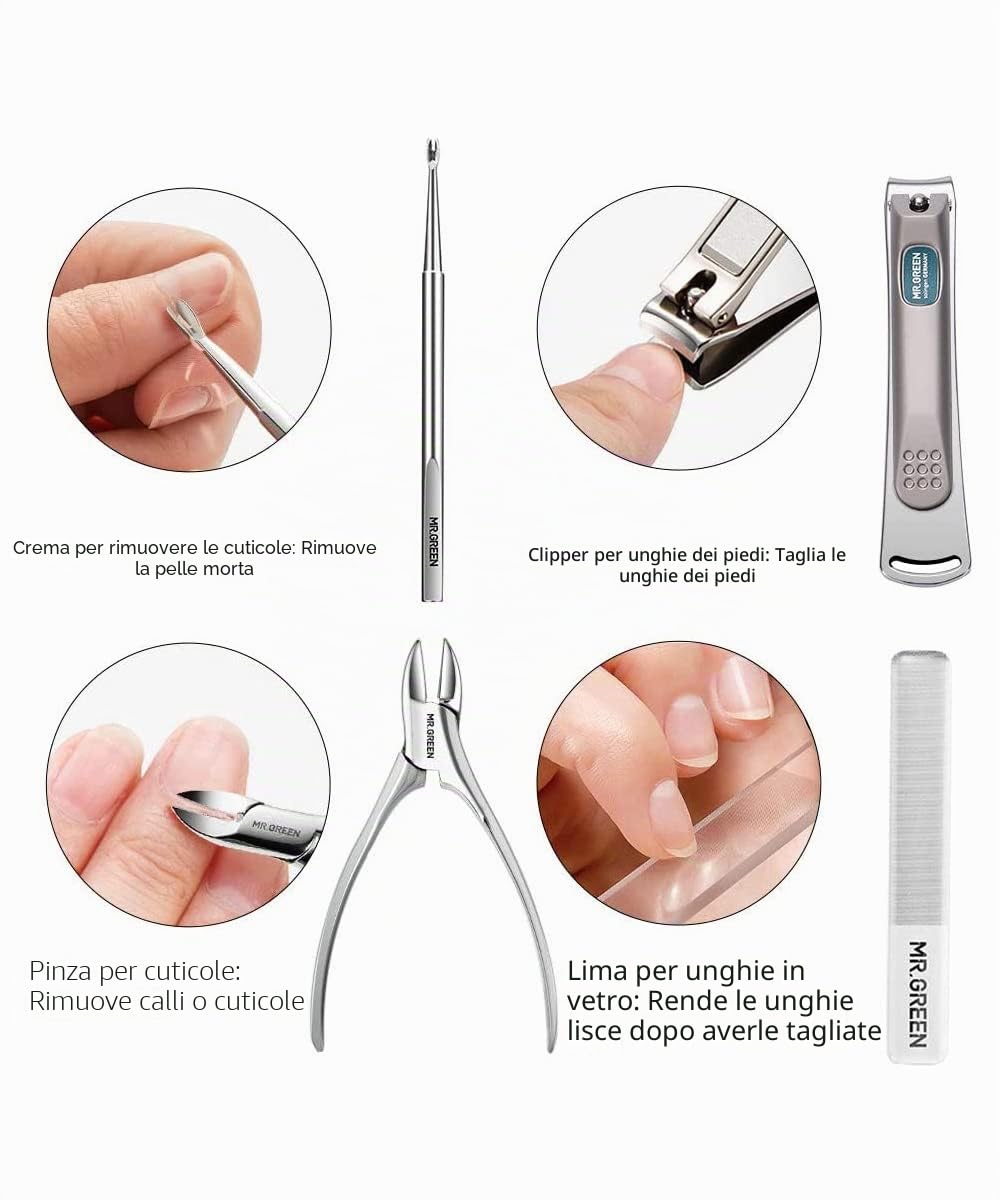 Tagliaunghie Set Professionale, 7 in 1 Manicure e Pedicure Set con Lussuosa Custodia da Viaggio in Pelle Grooming Kit Strumenti, Nail Clippers per Uomo e Donna (Marrone e Rosa)