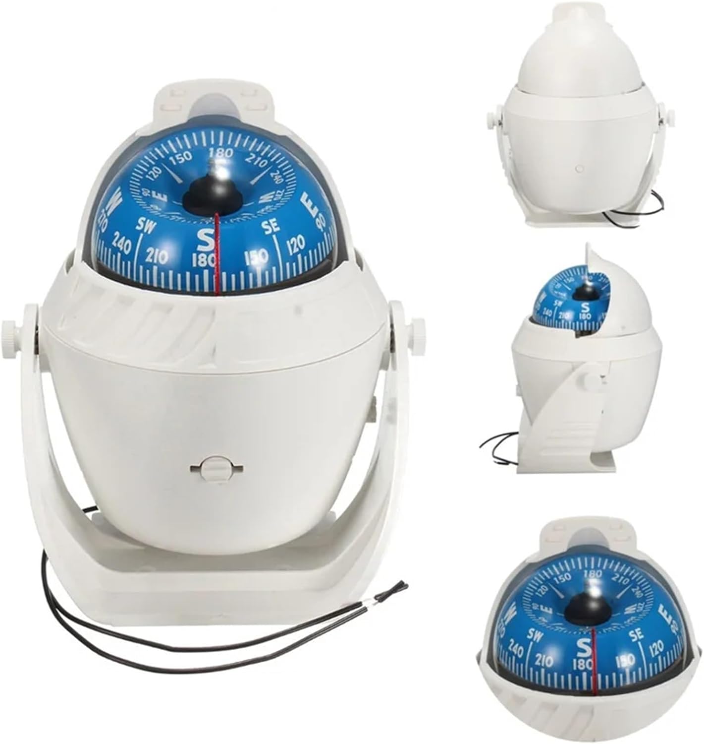 Boat Compass 2 PCS Waterproof Nautical Compass Sea Pivoting Marine Boat with Electronic LED Night Light