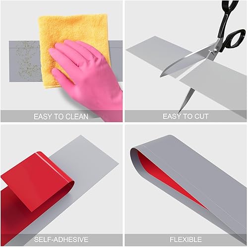 Miniatura 6 de Duzzy Moldura flexible para zócalo, 5 pulgadas de ancho x 20 pies de largo, moldura de goma para despegar y pegar, base de pared de vinilo