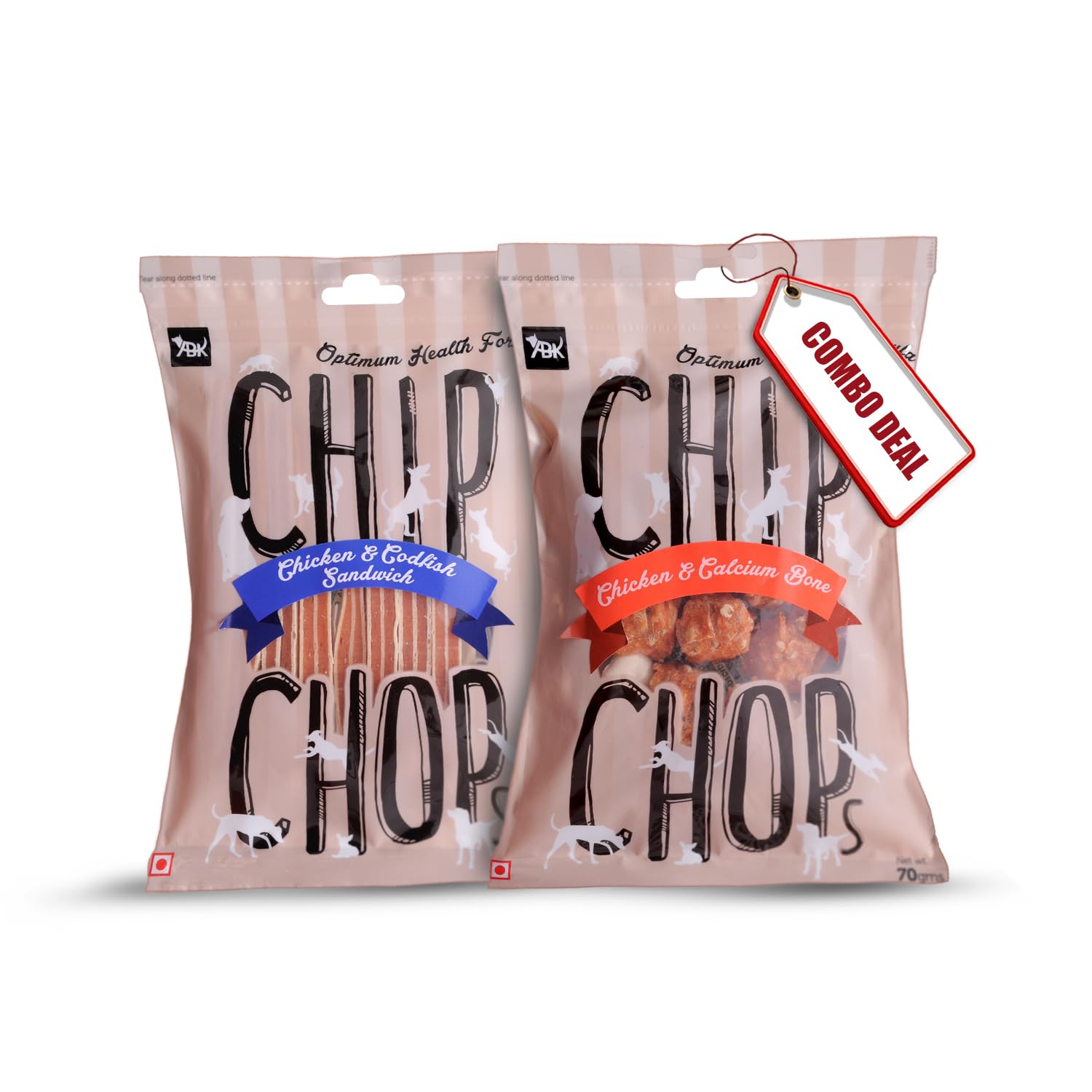 Chip Chops Dog Treats Combo (Chicken & Codfish Sandwich, 70g and Chicken & Calcium Bone, 70g) - Protein Rich, Healthy & Training Snacks for All Dog Breeds (B08KLH2VC6) Amazon Price History, Amazon Price Tracker
