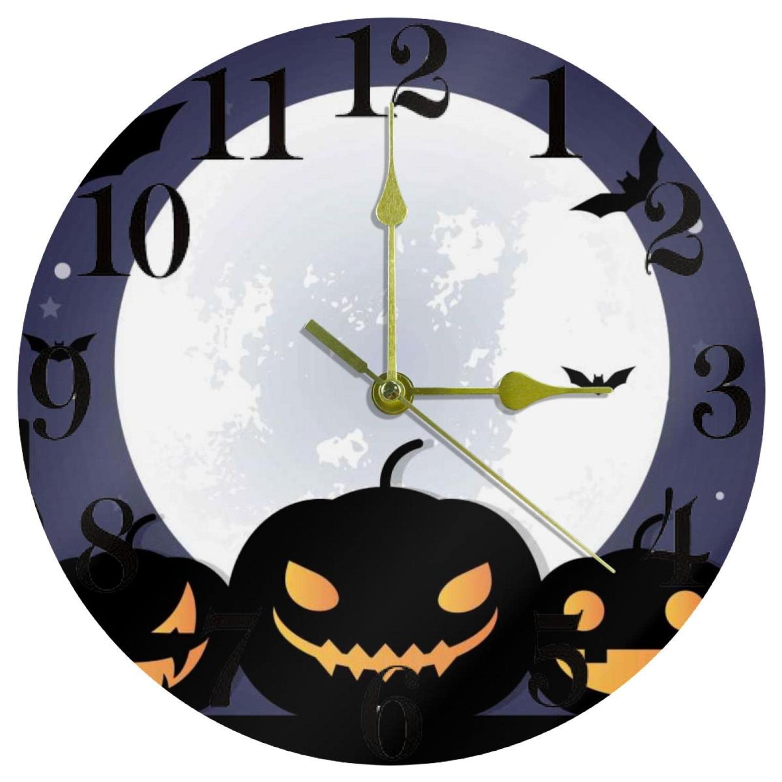 Horloge murale silencieuse Halloween ronde 25,4 cm montre suspendue