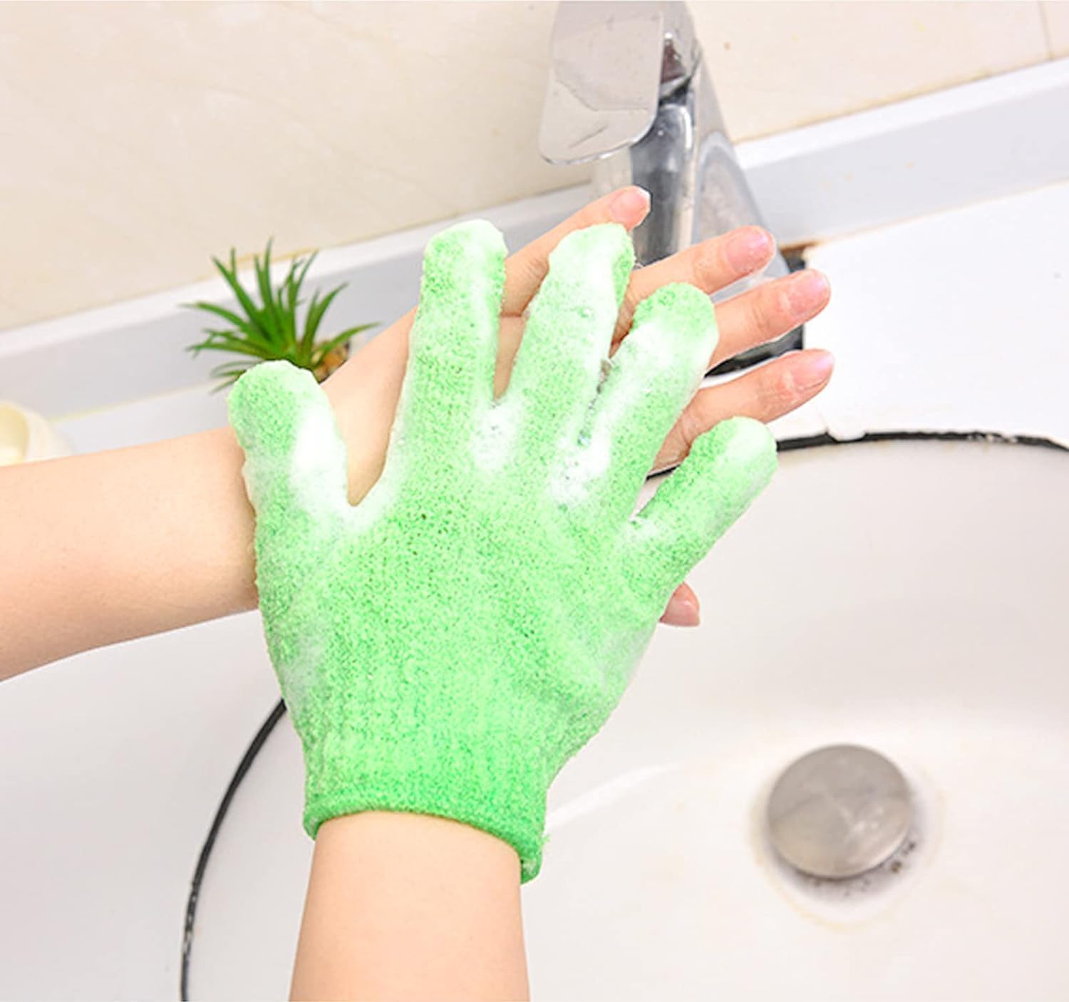 RRJ 4PCS Body Scrubber Shower Gloves Exfoliator Gloves, Massage and Body Scrub, Remove Dead Skin Shower Gloves Exfoliating for Women and Men, 4 Colors 1