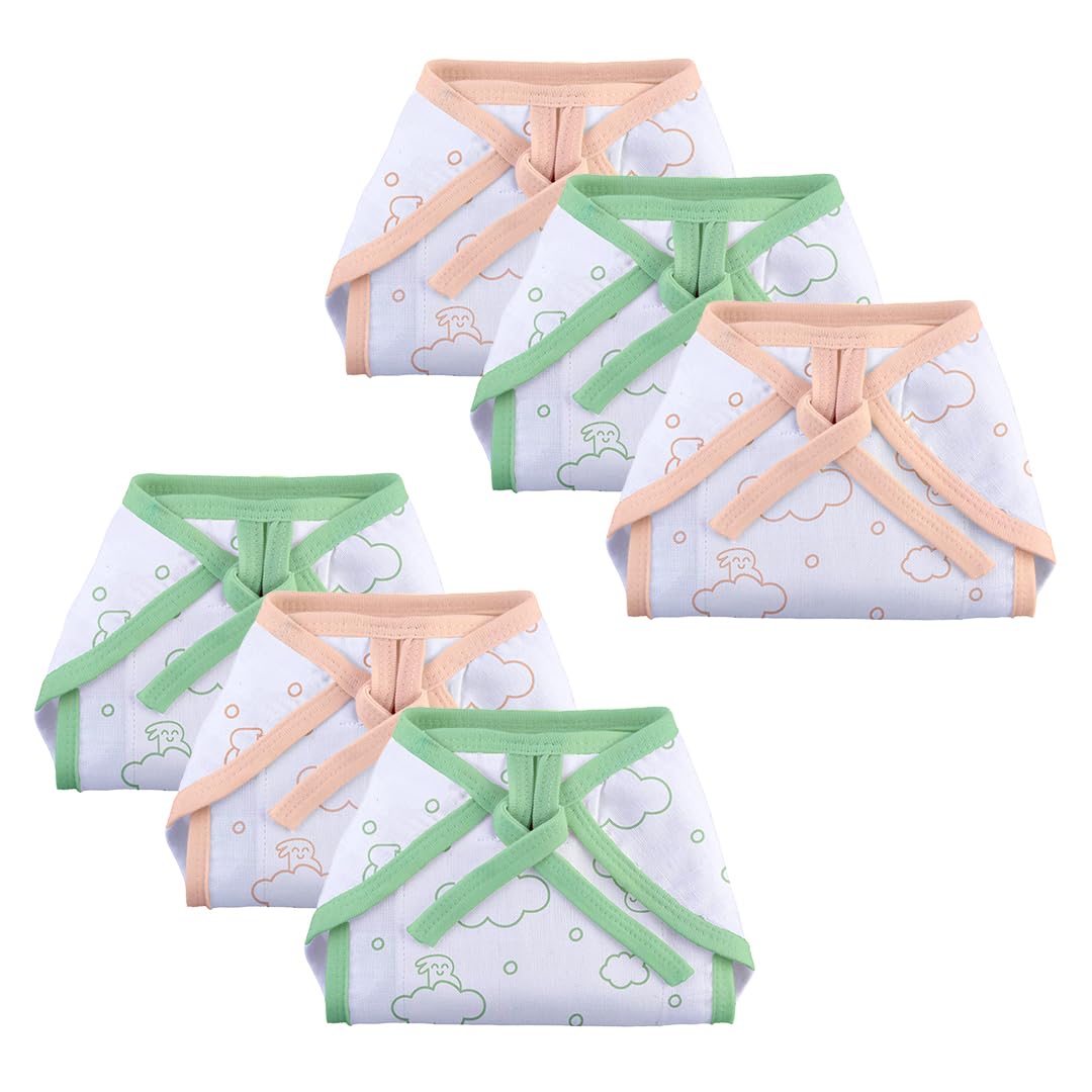 SuperBottoms BASIC Double Layered 100% Pure Cotton Langot for New Born 0-3 Months – Baby Gift Set for New Born – Pack of 6 – Fits Up To 5 kg
