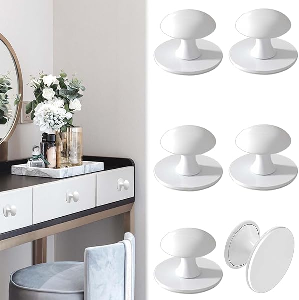 WISIRENT pomelli adesivi bianchi, 6 pezzi