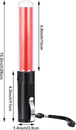 Miniatura 2 de Weewooday 2 piezas de 11 pulgadas LED de señal varita de tráfico linterna de tráfico intermitente de luz LED de control de luz de bastón linterna de