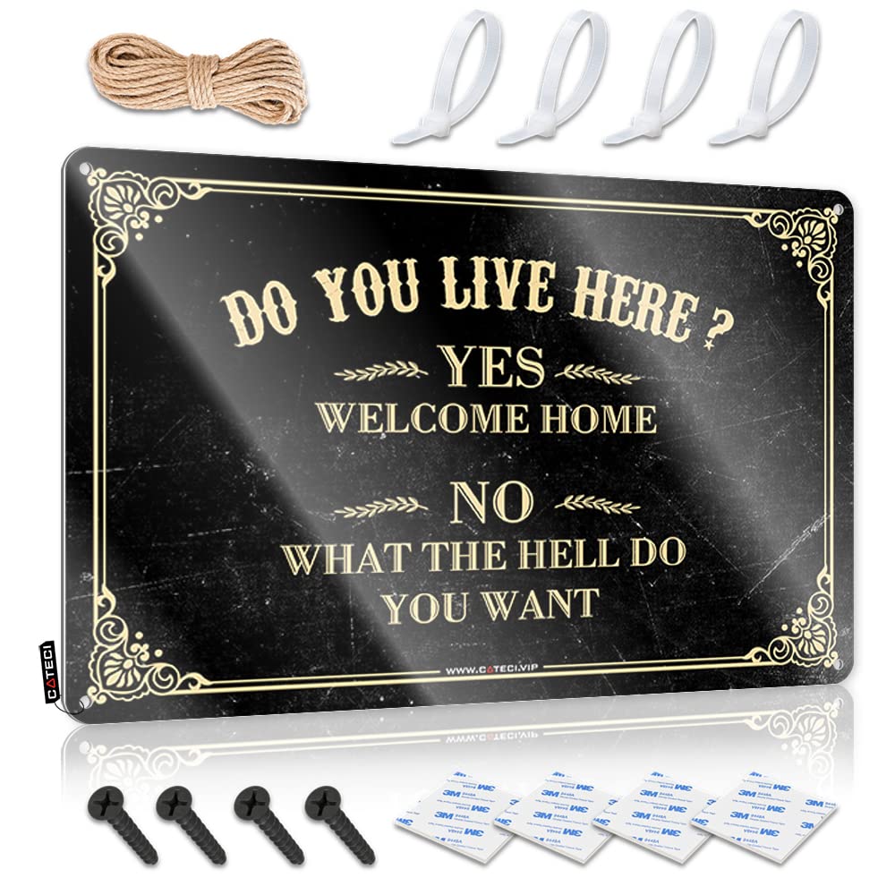 STWNVOITV Old Signs Metal Vintage Do You Live Here Tin Sign Tin Metal Decor Garage Accessories For Man Cave(30X40CM)