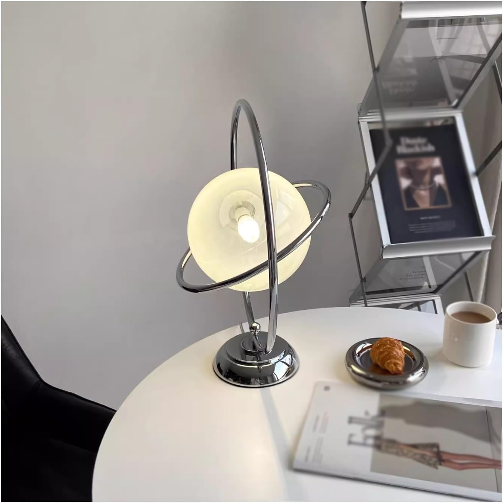 Lámpara de mesa Lámpara de mesa con modelado planetas, lámpara noche, luz estudio, decorativa cristal giratoria Saturno, regulable Decoración del hogar