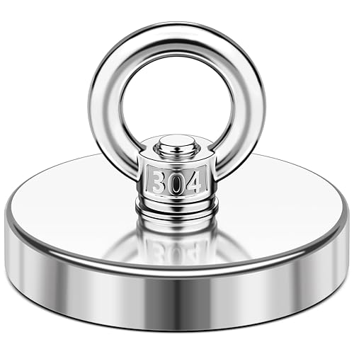 Imán de pesca de neodimio, imán fuerte de 500 libras, imanes de pesca magnéticos, imán de tierras raras con ojal de agujero avellanado para