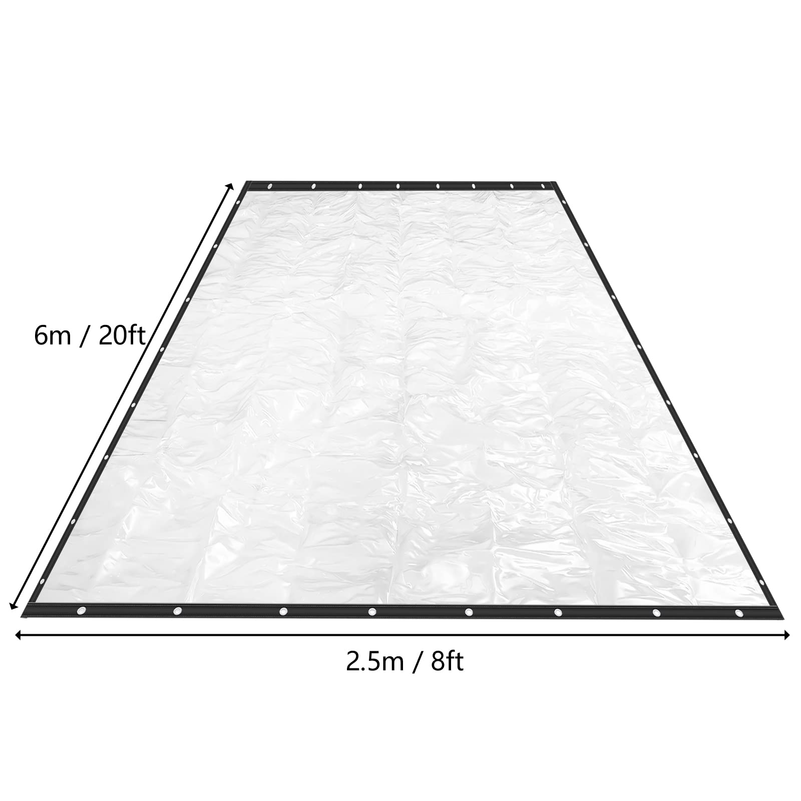 Klare Plane – Transparente Außenplane & Regenschutz für Terrasse – wasserdichte Vinylplane mit Ösen – Wetterfeste Abdeckplane für Balkon, Pergola & Veranda (6x2.5m)