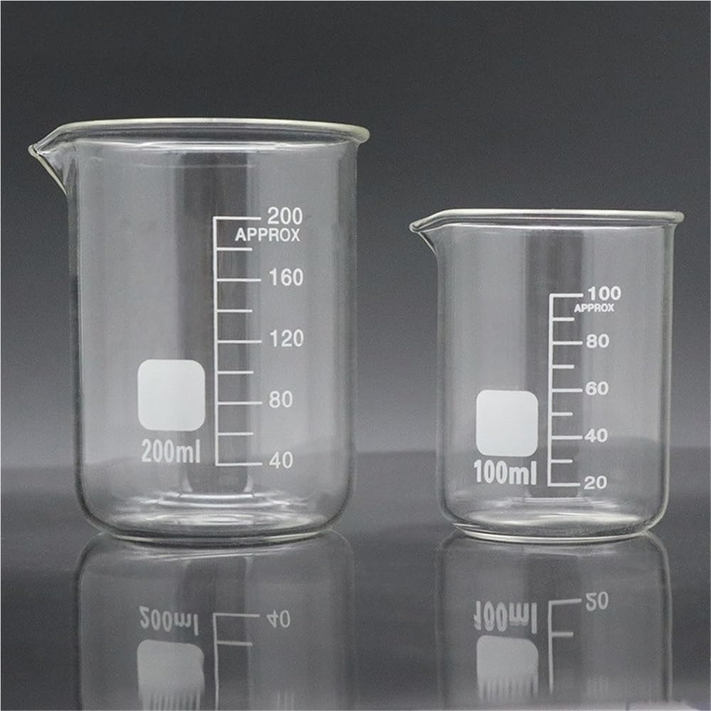 Contenitore in vetro da laboratorio Becher basso in vetro borosilicato G3.3 da 10-5000 ml, misurino professionale in con scaIa graduata, 1 pz(2000)