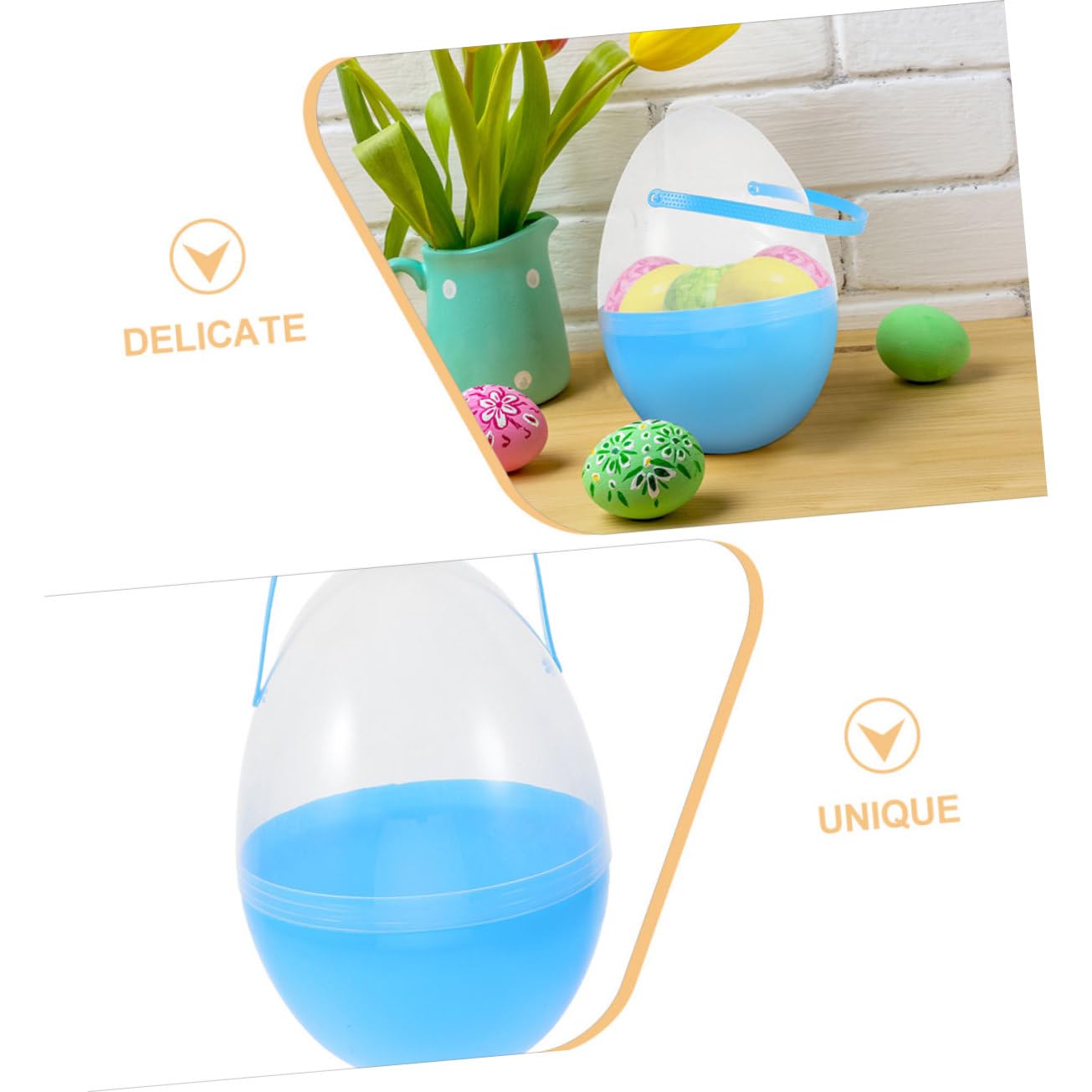 IMIKEYA 2pezzi Uova Pasqua Vuote in Plastica Riempibili Giganti con Manici per Feste Tema Caccia Pasqua Giocattoli Dolcetti