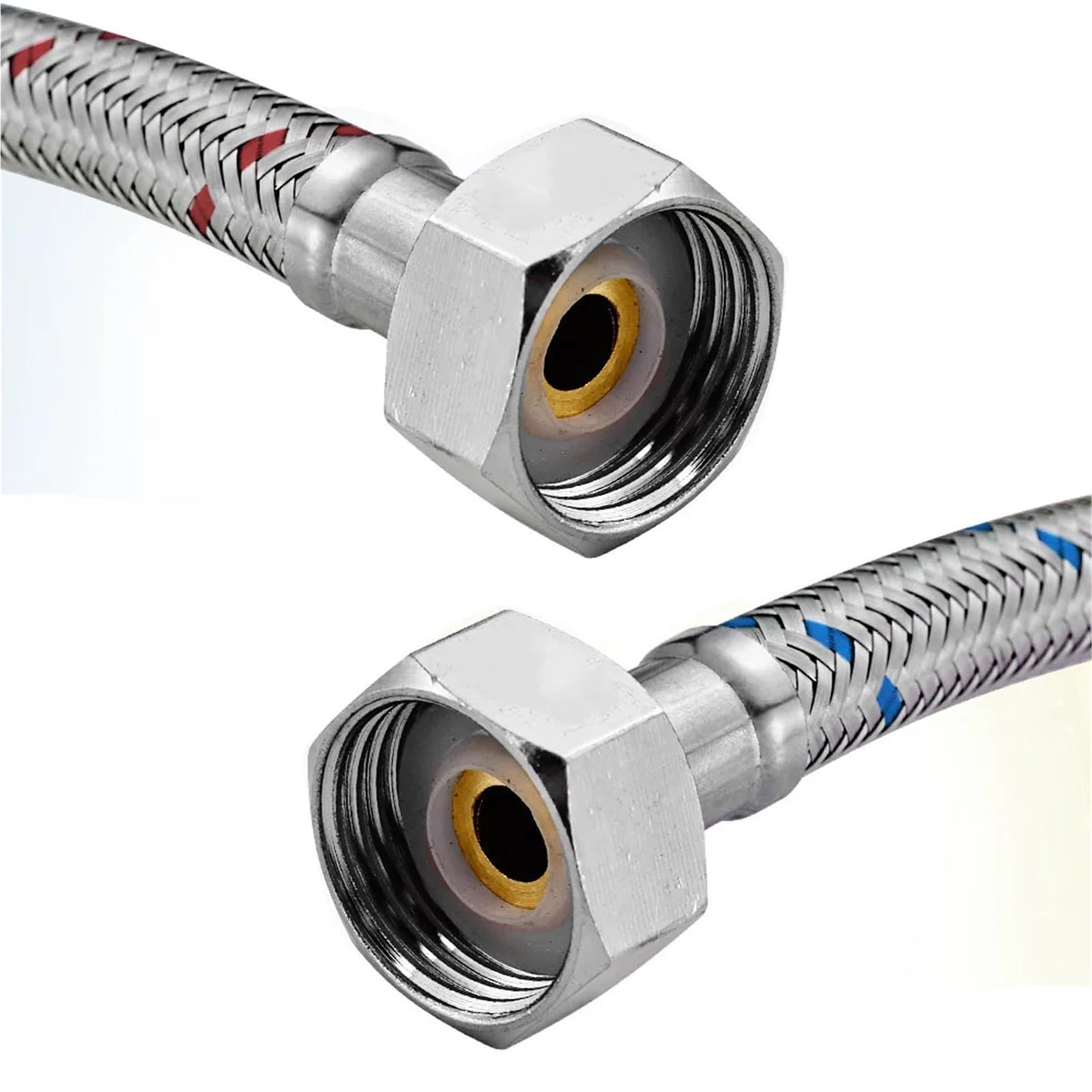 Tuyau tressé en Acier Inoxydable, Lot de 2, conduites d'alimentation pour Robinet G1/2 G3/8 G9/16 50 cm pour Eau Froide et Chaude (G3/8)