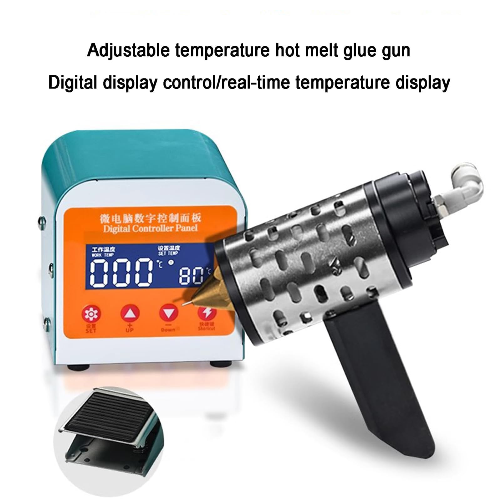 Bezprzewodowy Pistolet Do Klejenia, Pistolet Do Klejenia Na Gorąco Do Robótek Ręcznych, Z Pedałem Nożnym, Regulowana Temperatura, Zdejmowana Konstrukcja, Cyfrowe Sterowanie Wyświetlaczem