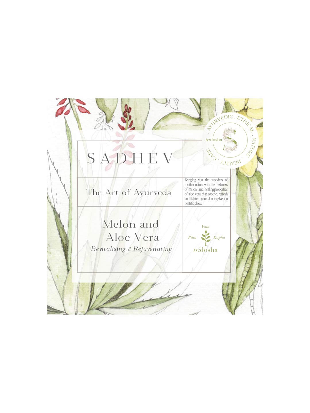 Sadhev Melon & Aloe Vera Ayurvedic Bathing Soap Bar For Revitalizing and Rejuveniating, Paraben & Sulphate Free - 125g (Pack of 1)