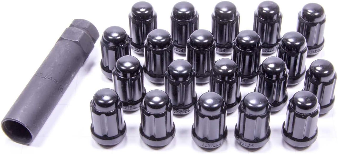 Gorilla Automotive 21123BC Small Diameter Acorn Black 5 Lug Kit (12mm x 1.25 Thread Size) - Pack of 20