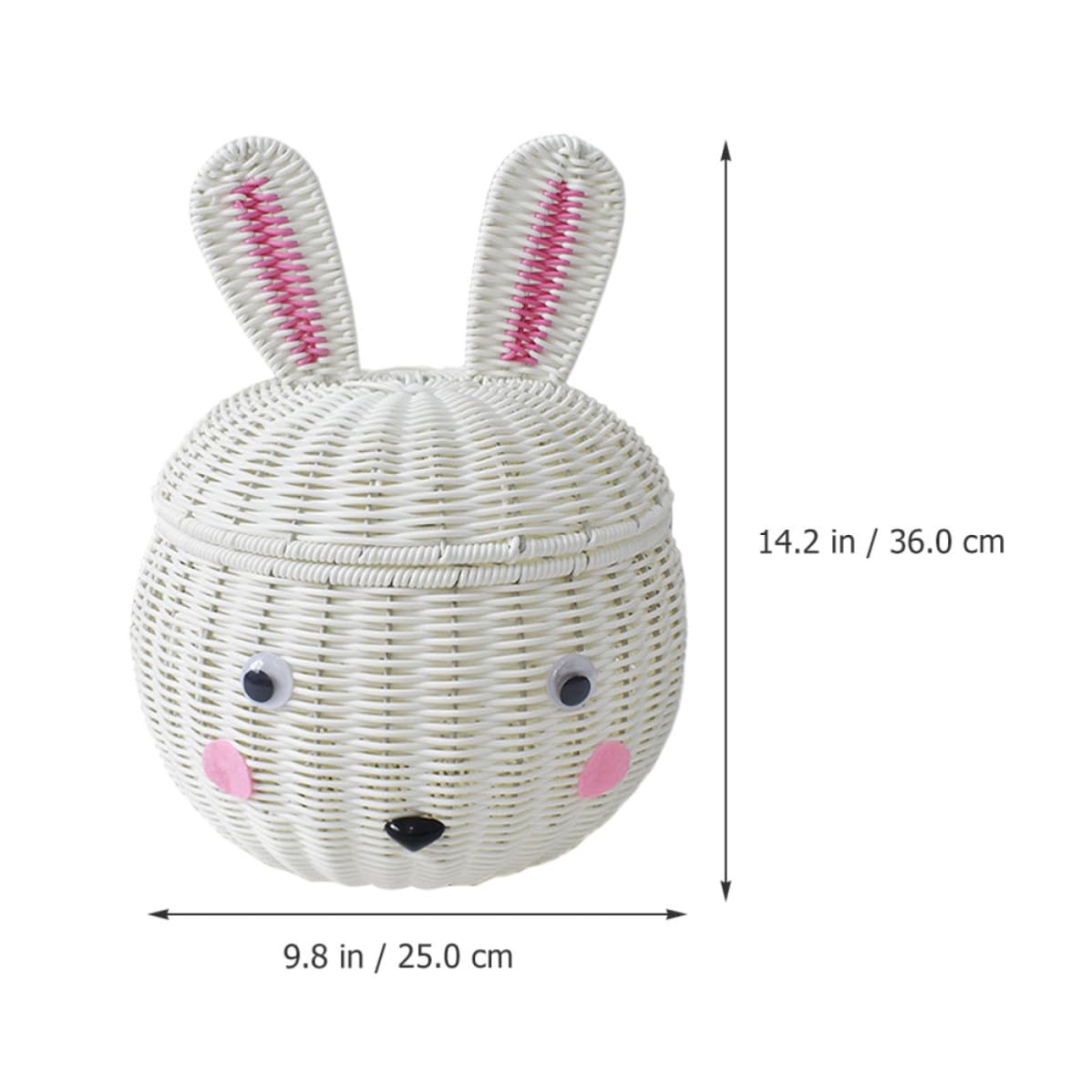 Uonlytech Cesta de Ratán para Guardar Frutas y Juguetes Forma de Conejo de Dibujos Animados Cesta de Almacenamiento Material Pp Resistente y Estable para Cocina y Hogar