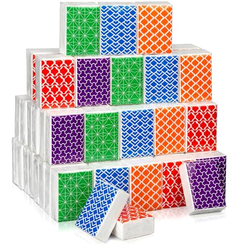 Image of Ctosree 50 Pack Pocket Tissues Travel Packs Bulk 500 Sheet Small Tissues Pocket Packs Party Favors 3 Ply Mini Individual Travel Size for Allergy Camping