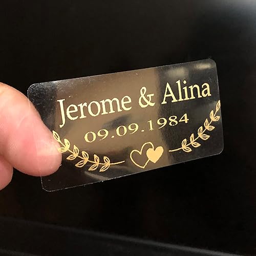 100 calcomanías de varita de burbujas transparentes, calcomanías personalizadas, etiquetas de burbujas, etiquetas doradas, calcomanías transparentes