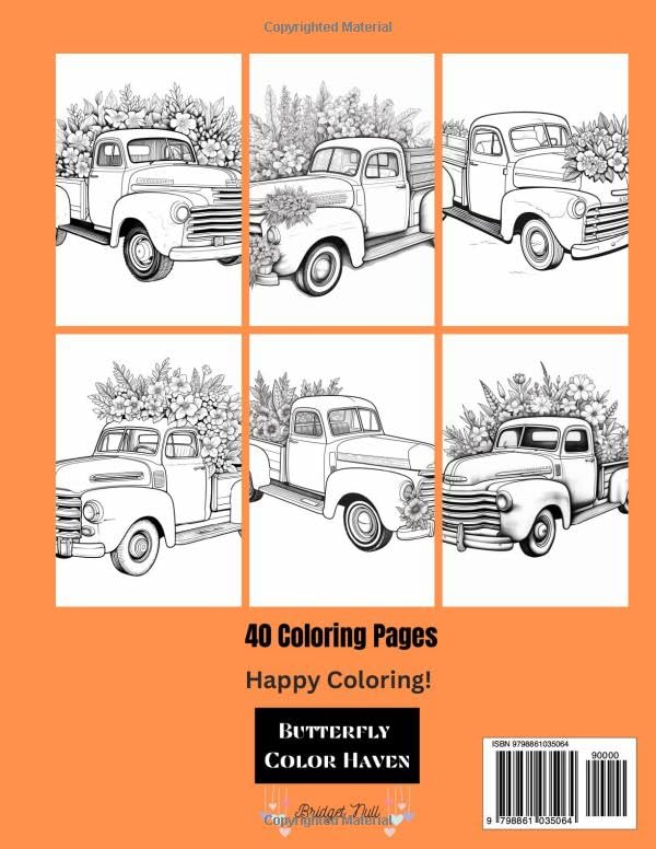 Miniatura 2 de Flower Trucks Coloring Book Old Timey Trucks with Flowers 40 Flower Truck Pages For Stress Relief