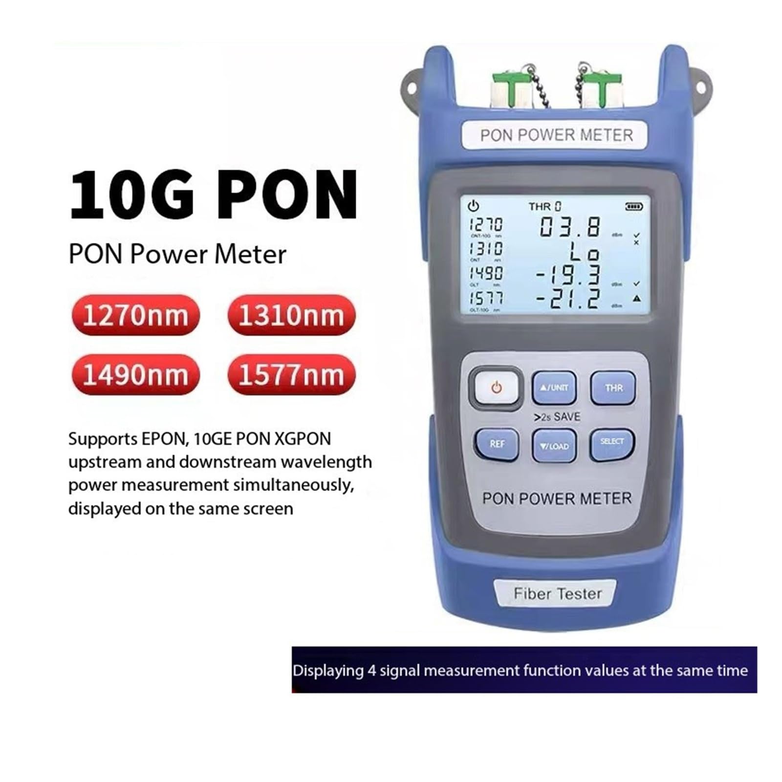 Testeur optique de compteur de puissance TM582 10G PON GPON avec longueur d'onde 1270nm/1310nm/1490nm/1577nm, testeur de câble(APC Connector)