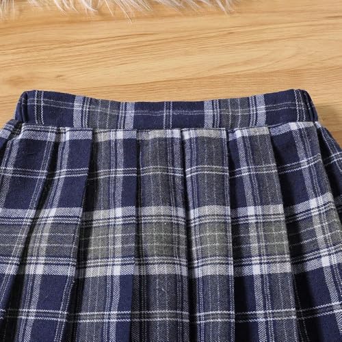 Image of Girls 2 Piece Outfits casual Pullover Sweatshirt and retro plaid skirt Set 7-13 Years