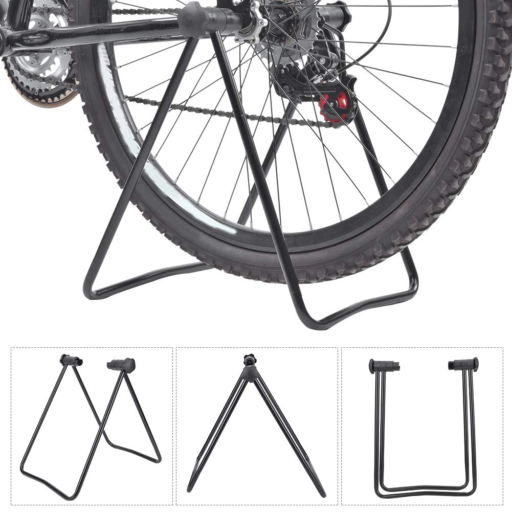 Support de béquille de vélo en tube d'acier noir pour le stationnement sécurisé