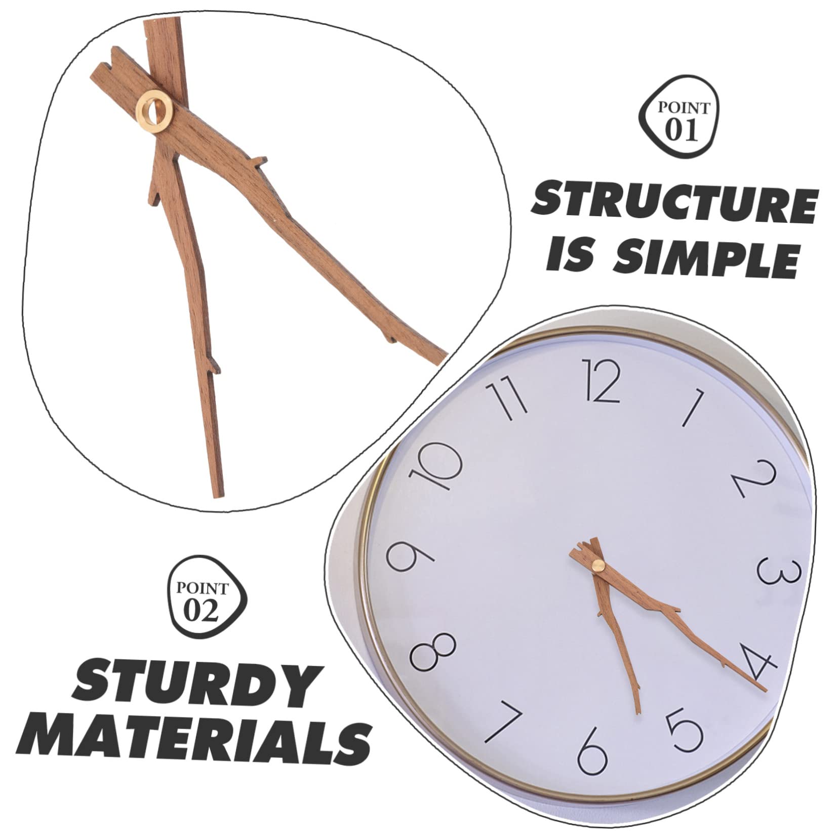 Gadpiparty 25sätze Teiliges Holz Uhrzeiger Für DIY Wanduhr Robuste Langlebige Holzzeiger Mit Kupferhülsen Idealer Ersatz Für Defekte Uhrzeiger Einfache Installation Für Uhren