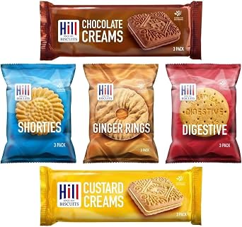 Hilll Mini Pack Biscuits   25 Single-Serve Packs 3 Biscuit in Each Pack, 75 Biscuitss in Total Individually Wrapped Snacks for Lunchboxes & On-the-Go Sold Loose