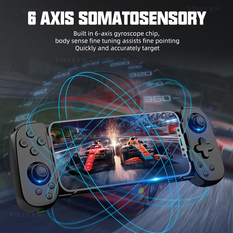 VILCORN controller showing retractable design with arrows indicating expansion and contraction.