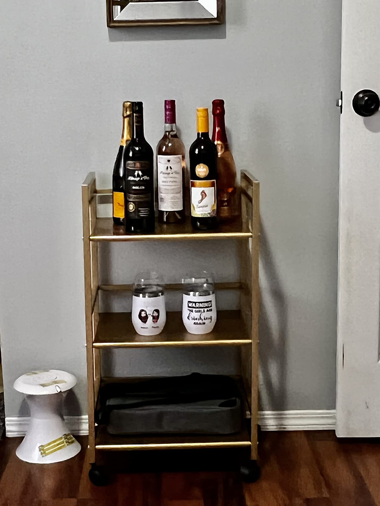 8/mo Finance Novogratz Helix 3 Shelf Metal Rolling Utility Cart